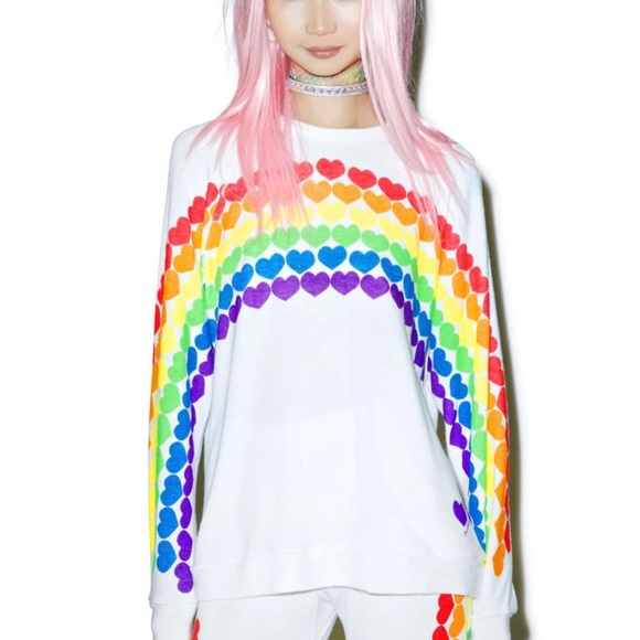 Lauren Moshi Lovie Rainbow Heart Sweatshirt Med? - Picture 2 of 10